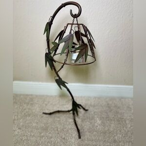 Vintage Metal Bamboo Tree Lantern Candle Holder Tropical Beach Vibe Rustic